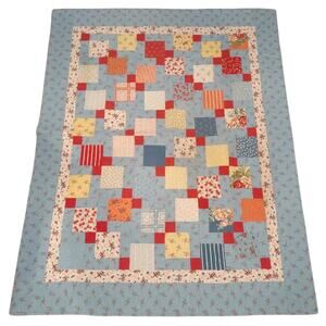 Handmade Patchwork Style Quilt Handmade Turquoise Blue Shabby Chic Home Decor
